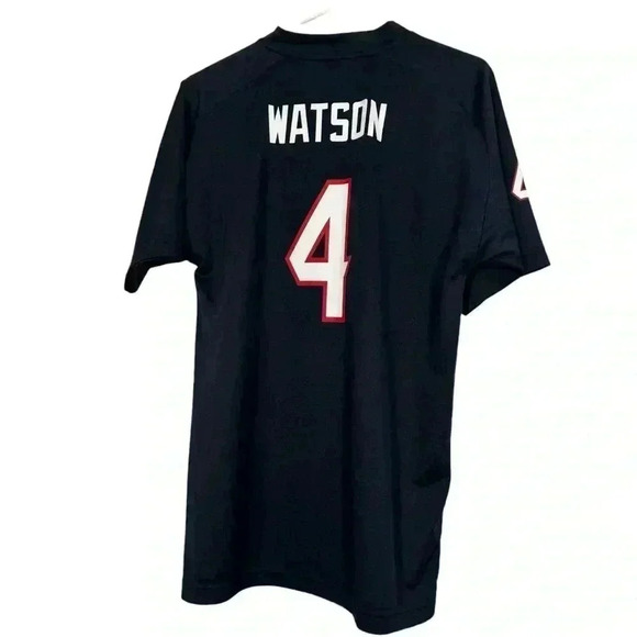 NFL Houston Texans #4 Watson Jersey Shirt Youth Boys XL 18/20 Navy V-Neck - Picture 2 of 13